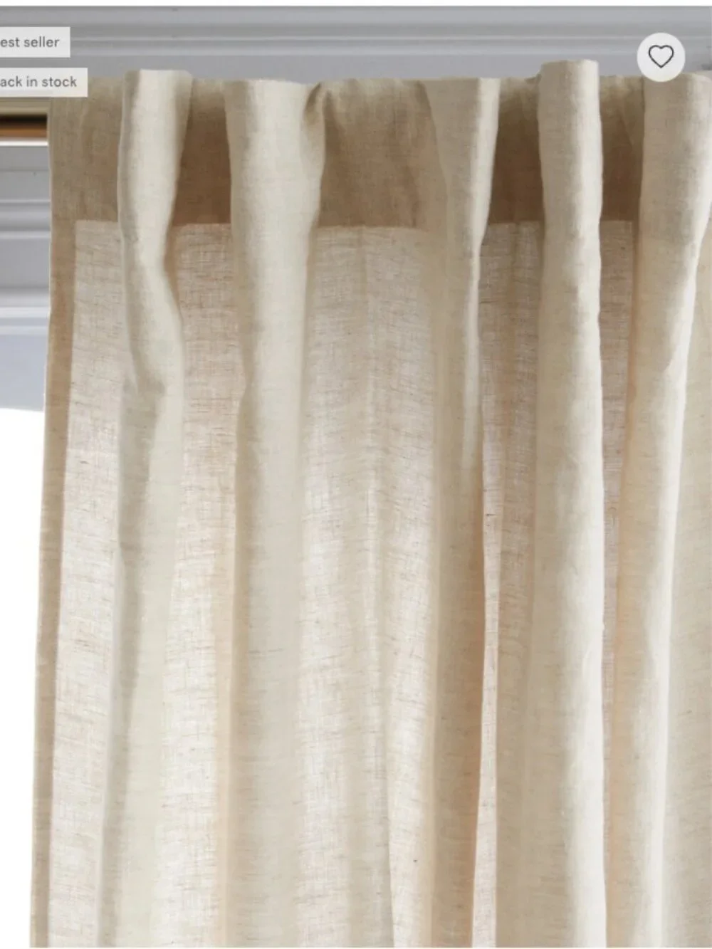 NWOT Quince European Linen Curtain Panel - 96x108 - Flax - Light Filtering (96)